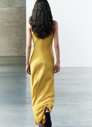 Расклешенное платье желтое платье атласное zara new2 фото
