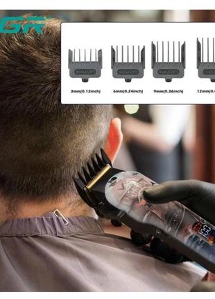 Беспроводная аккумуляторная машинка для стрижки волос с насадками и регулировкой длинны vgr v-6893 фото
