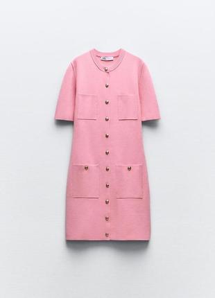 Коротка рожева трикотажна сукня zara new