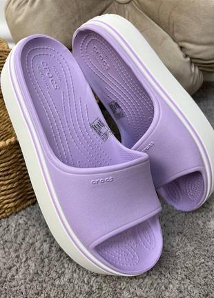 Жіночі шльопанці  crocs crocband platform slide lavender лідер продажів усі розміри у наявності