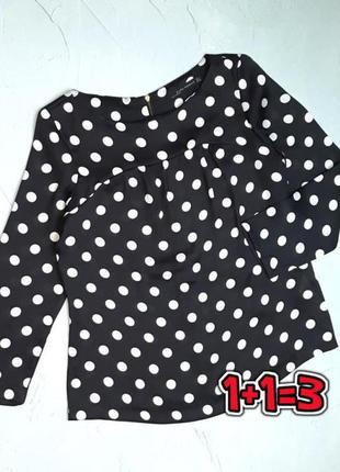 🎁1+1=3** стильная черная свободная блузка в горох zara, размер 44 - 46