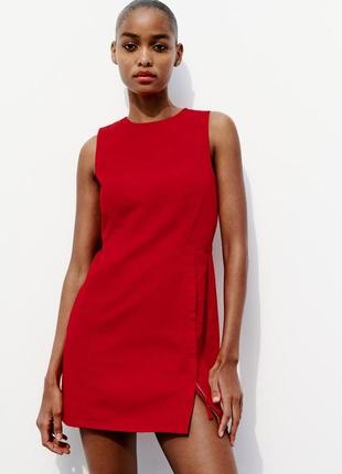 Короткое красное платье с молнией zara new2 фото