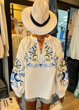 Колоритна блуза вишиванка, українська вишиванка, етно сорочка з вишивкою9 фото