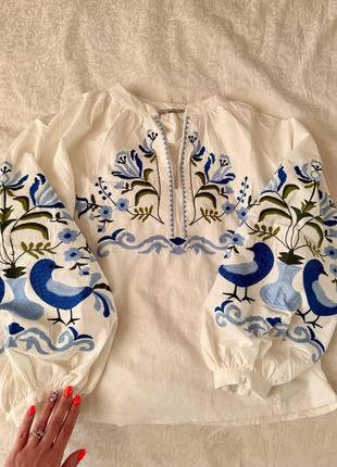 Колоритна блуза вишиванка, українська вишиванка, етно сорочка з вишивкою8 фото