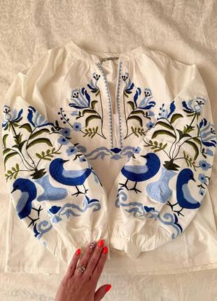Колоритна блуза вишиванка, українська вишиванка, етно сорочка з вишивкою5 фото