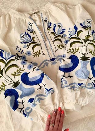 Колоритна блуза вишиванка, українська вишиванка, етно сорочка з вишивкою7 фото