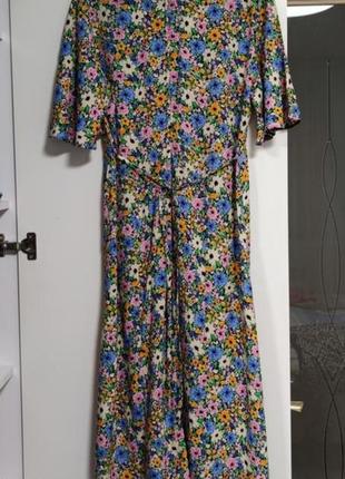 Платье из натуральной ткани в цветочный принт от m&amp;co💙🧡6 фото