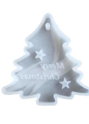 Форма для эпоксидной смолы finding молд новогодняя елка mery christmas силиконовый 9.5 см x 9.3 см