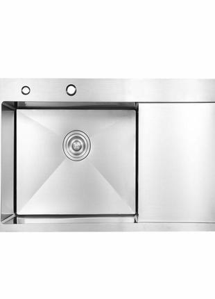 Мийка для кухні інтегрована lidz handmade h6350r крило праворуч (ldh6350brur45587) brushed steel 3,0/1,0 мм