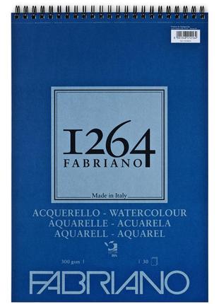 Альбом для акварели на пружине fabriano 1264 25% хлопка а5 (14.8х21см) 300 г/м2 30 л. среднее зерно