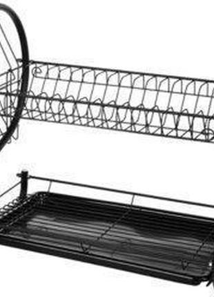 Сушилка для посуды двухуровневая ofenbach km-100404 52х24.5х37 см черная