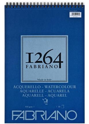 Альбом для акварели на пружине fabriano 1264 25% хлопка a4 (21х29.7см) 300 г/м2 30 л. среднее зерно