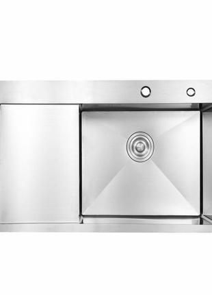 Мийка для кухні інтегрована lidz handmade h6350l крило ліворуч (ldh6350brul45588) brushed steel 3,0/1,0 мм