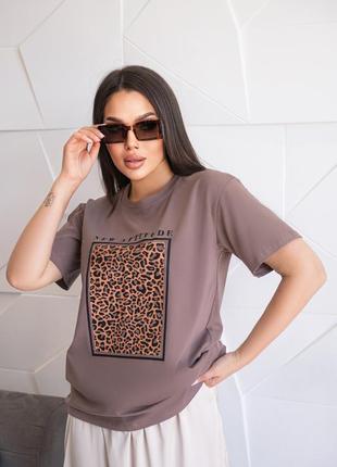 Женская футболка с леопардовым принтом1 фото
