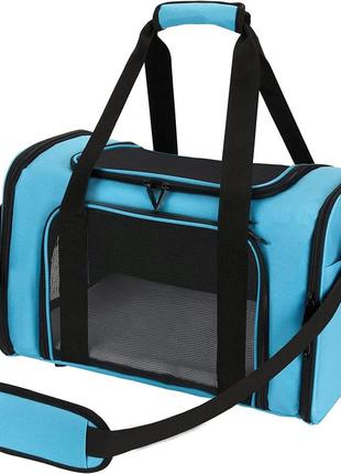 Сумка переноска для кошек и собак 42x28x28 см cosmopet cp-47 blue