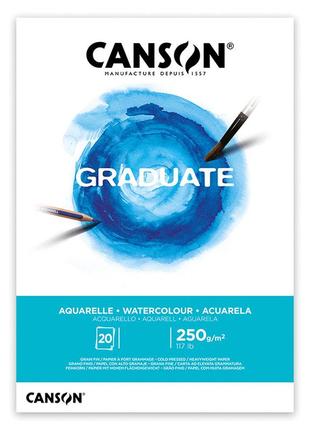 Склейка для акварелі canson graduate a4 (21х29.7см) 250 г/м2 20 арк. середнє зерно