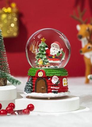 Куля новорічна декоративна з підсвіткою дід мороз з песиком 13990 12х8 см