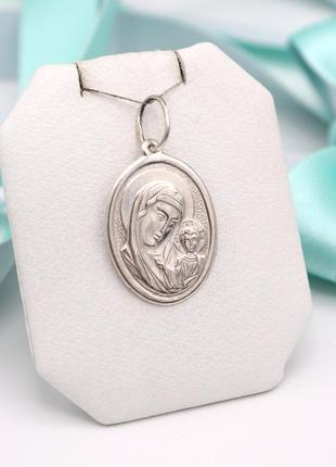 Ладанка серебряная "матерь божья. богородица" серебряный подвес серебряный. иконка.