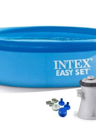 Бассейн наливной intex "easy set" 305х76см фильтр-насос 28122