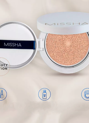 Увлажняющий тональный скорняжный кушон missha magic cushion moist up spf 50+/pa+++, 15 г