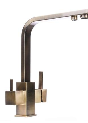 Смеситель для кухни под осмос globus lux lazer gllr-0111-9-bronze