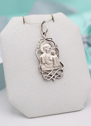 Ладанка серебряная "матерь божья" серебряный подвес серебряный. иконка.