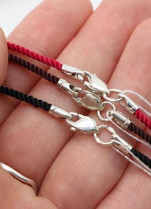 Бежевый (светло-коричневый) шелковый шнурок с серебряной застежкой. серебро 925°.7 фото