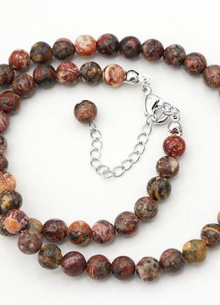 Коротке намисто-чокер з натуральної червоної яшми. діаметр намистини 6мм