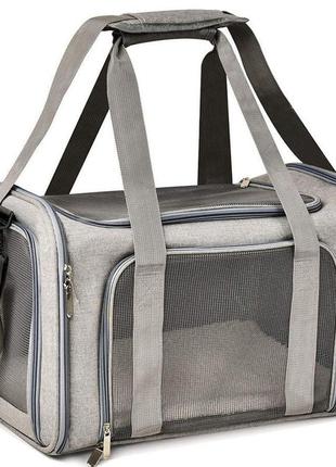 Сумка переноска для котів та собак 42x28x28 см cosmopet cp-47 grey