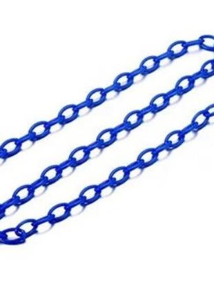 Цепочка пластиковая finding плетение крест с двумя карабинами синяя 56.5 см звено 0.6 см х 1 см