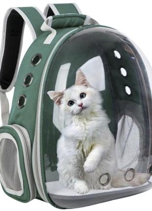 Прозрачный рюкзак для переноски животных pet cat для кошек и собак green