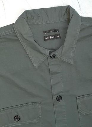 🎁1+1=3** шикарная мужская рубашка хаки оверсайз f&amp;f, размер 52 - 545 фото