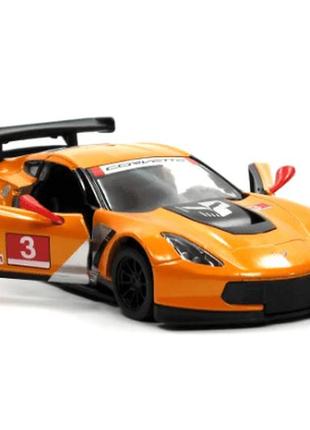 Машинка "kinsmart" chevrolet corvette c7.r race car оранжевая (1:36) kt5397w
