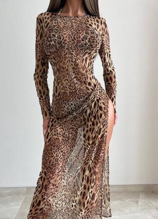 Сукня сітка -колір лео6 фото