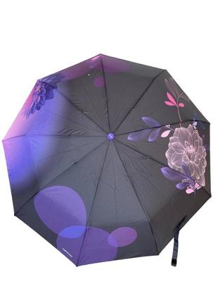 Зонт женский полуавтоматический toprain черный с абстрактными фиолетовыми цветами