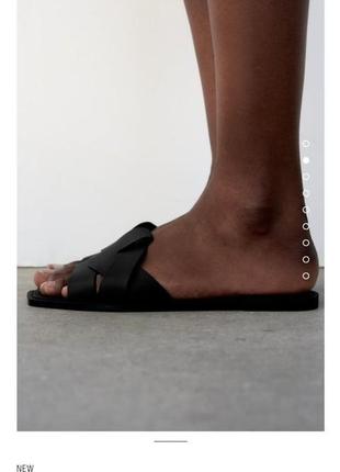 Прорезиненные босоножки сандалии с перекрестными ремешками zara шлепанцы шлапанцы тапки zara5 фото