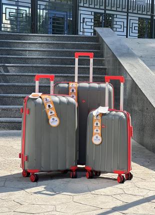 3 шт комплект полипропилен mcs  чемодан дорожный  на колесах турция 4 колеса