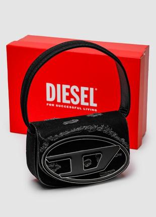 Diesel 1dr denim iconic shoulder bag black  ki29006