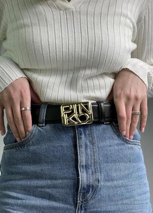 🔥 pinko text leather belt black/gold  ki66105