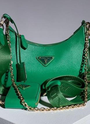 🔥 prada re-edition 2005 green saffiano leather bag  ki05053