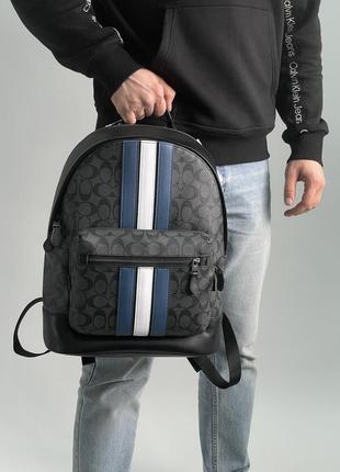 💎 coach west backpack in signature canvas with varsity stripe  ki77125