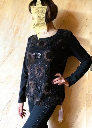 Жіноча блузка чорна з паєтками 46-50 укр