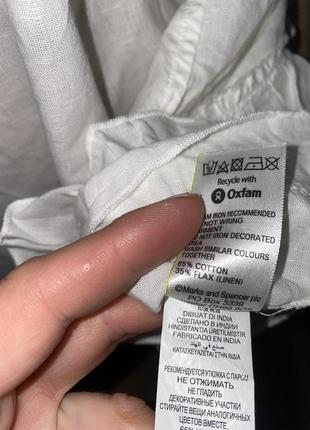 Льняная блуза свободного кроя блузка декорирована перламутром4 фото