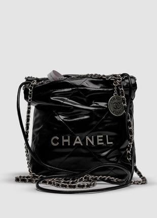 💎 chanel black quilted calfskin mini 22 bag silver hardware  ki99415