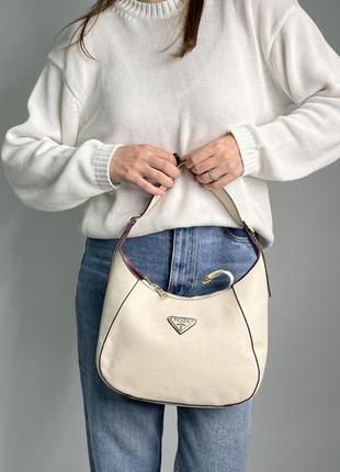 🔥 prada leather shoulder bag cream  ki05075