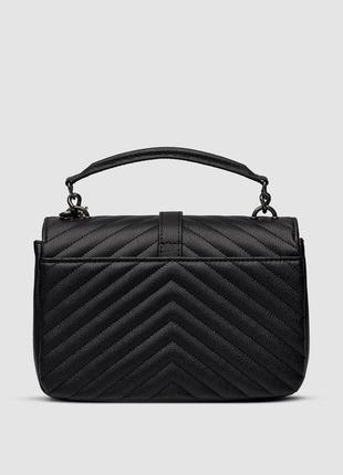 💎 saint laurent college medium in quilted leather black/silver  ki993872 фото