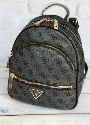 Рюкзак женский guess оригинал manhattan small backpack coal гесс серый в лого3 фото