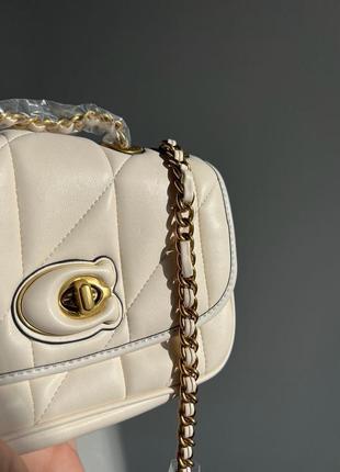 Сумка coach quilted pillow madison shoulder bag white7 фото