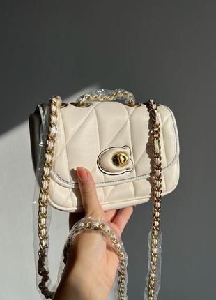 Сумка coach quilted pillow madison shoulder bag white6 фото