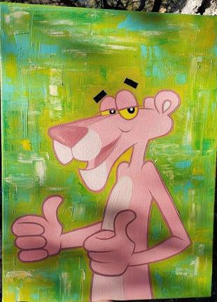 Картина "рожева пантера" олійними фарбами1 фото